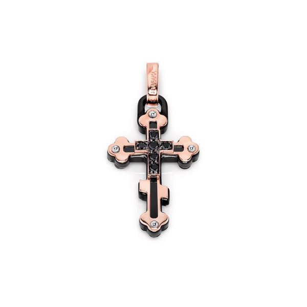 Cross pendant for man rose gold and black diamonds Pfaeffikon SZ